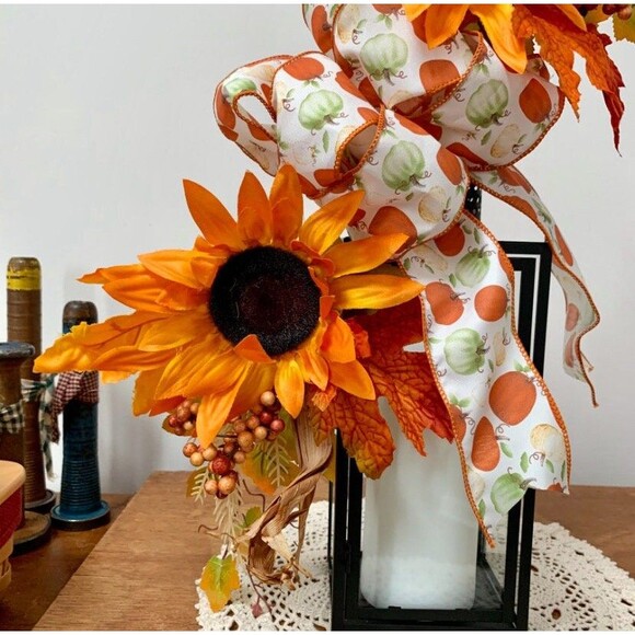Fall Sunflower Lantern Swag: Autumn Mantle Centerpiece - Picture 2 of 10